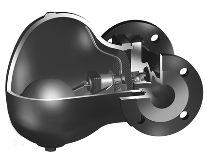 Fig. 7-6: Float trap with a bimetallic air vent (horizontal installation), ARI Type CONA®S 631